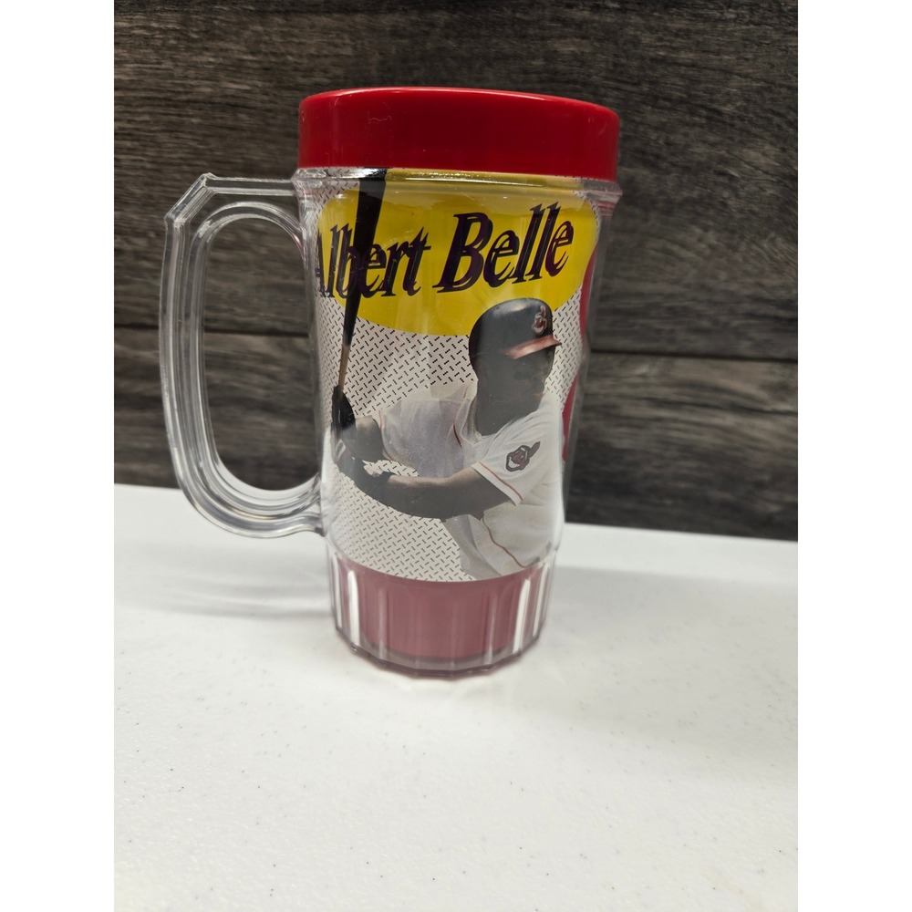 Vintage Albert Belle Cleveland Indians Pepsi Plastic Mug Number 8 Chief Wahoo